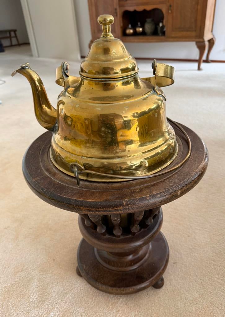 Koperen theeketel op komfoor (antiek/brocante), Ophalen of Verzenden, Koper
