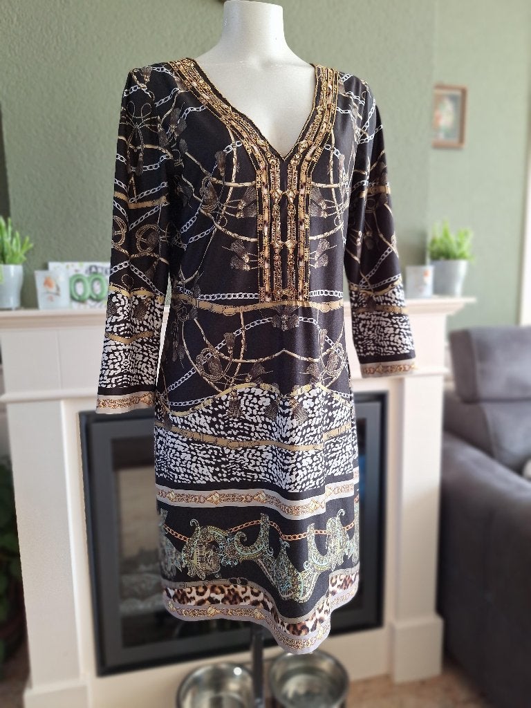 K-Design K Design zwarte jurk zachte stof M 38, Maat 38/40 (M), K-design, Verzenden, Zwart