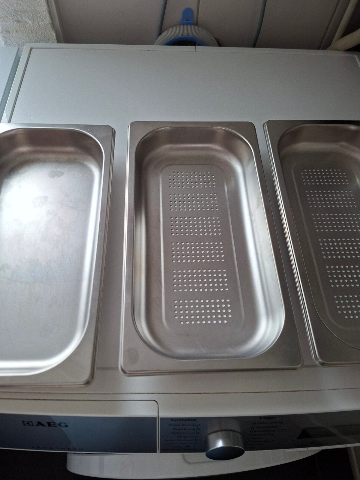 3 RVS Gastronorm Bakken - dicht en geperforeerd, Ophalen, Gebruikt