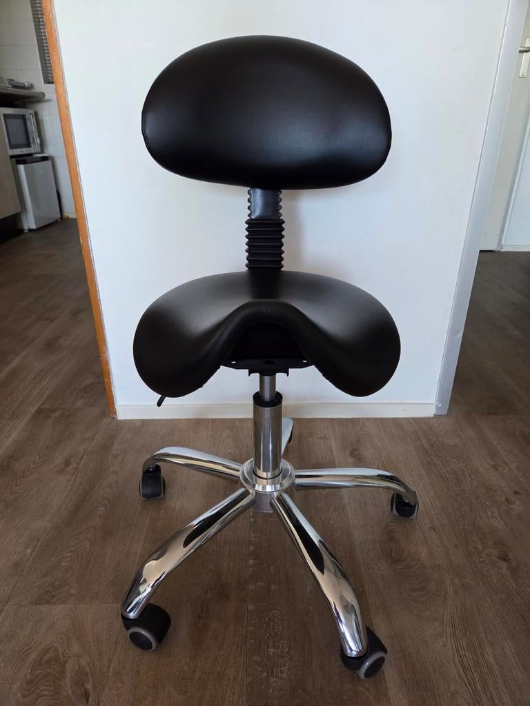 Ergonomische Zadelkruk met Rugleuning - Zwart, Ophalen of Verzenden