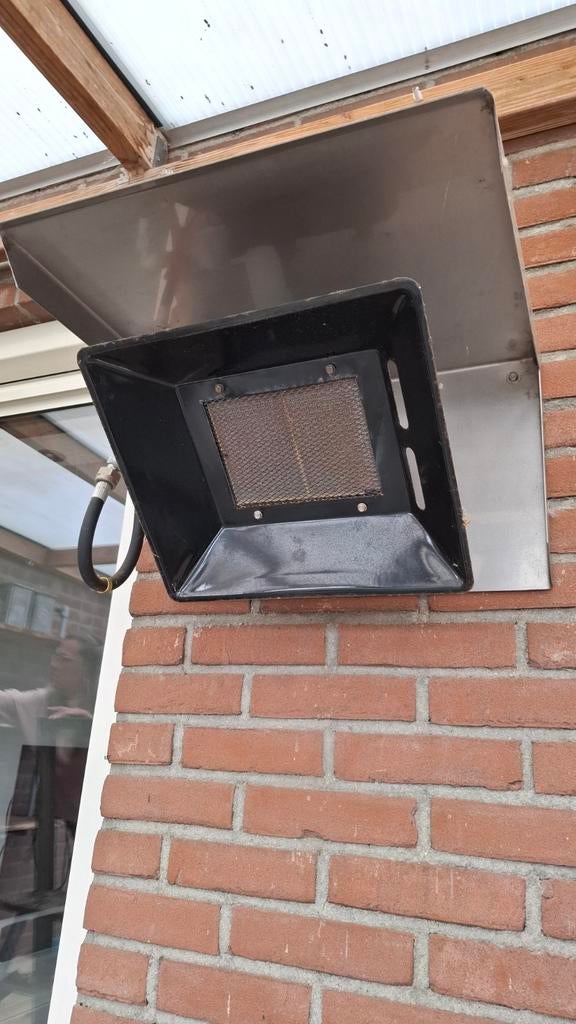 Aardgas heater voor onder overkapping - RVS en geëmailleerd, Ophalen of Verzenden, Zo goed als nieuw, Gas, Wand