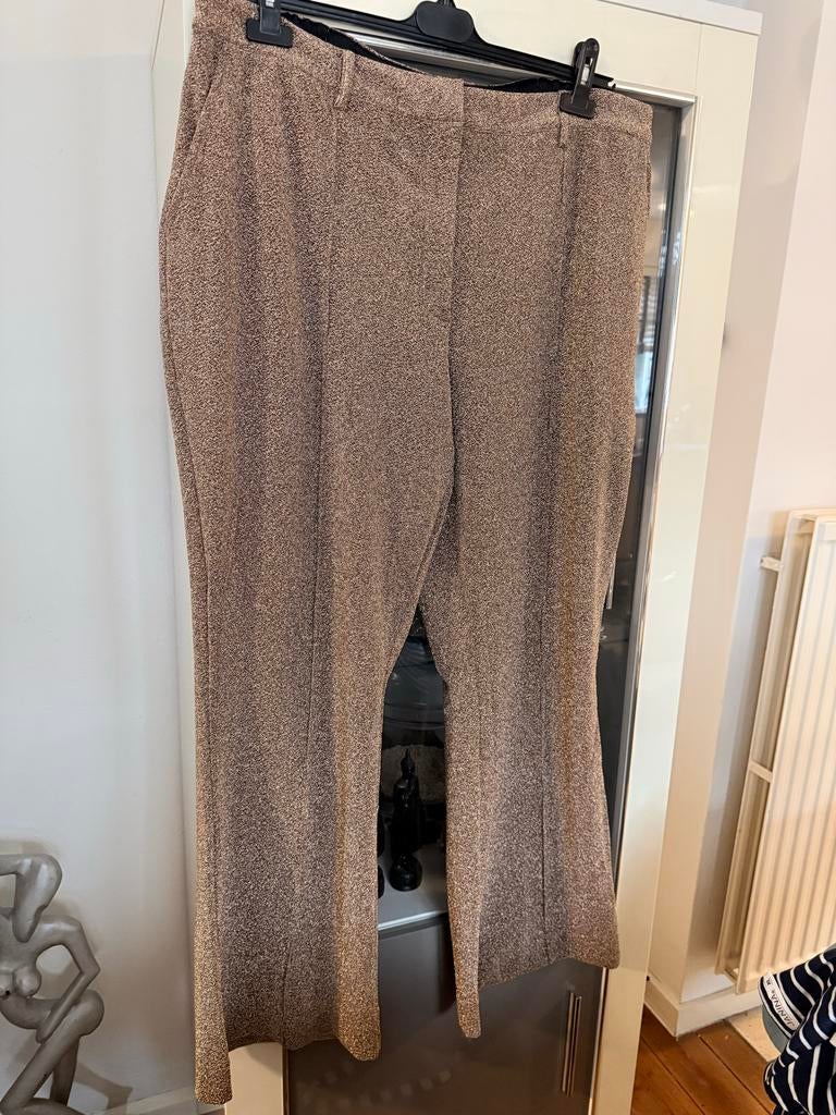 Gouden glitter broek flared maat 50 MS Mode, Kleding | Dames, Grote Maten, Ophalen of Verzenden, Zo goed als nieuw, Overige kleuren