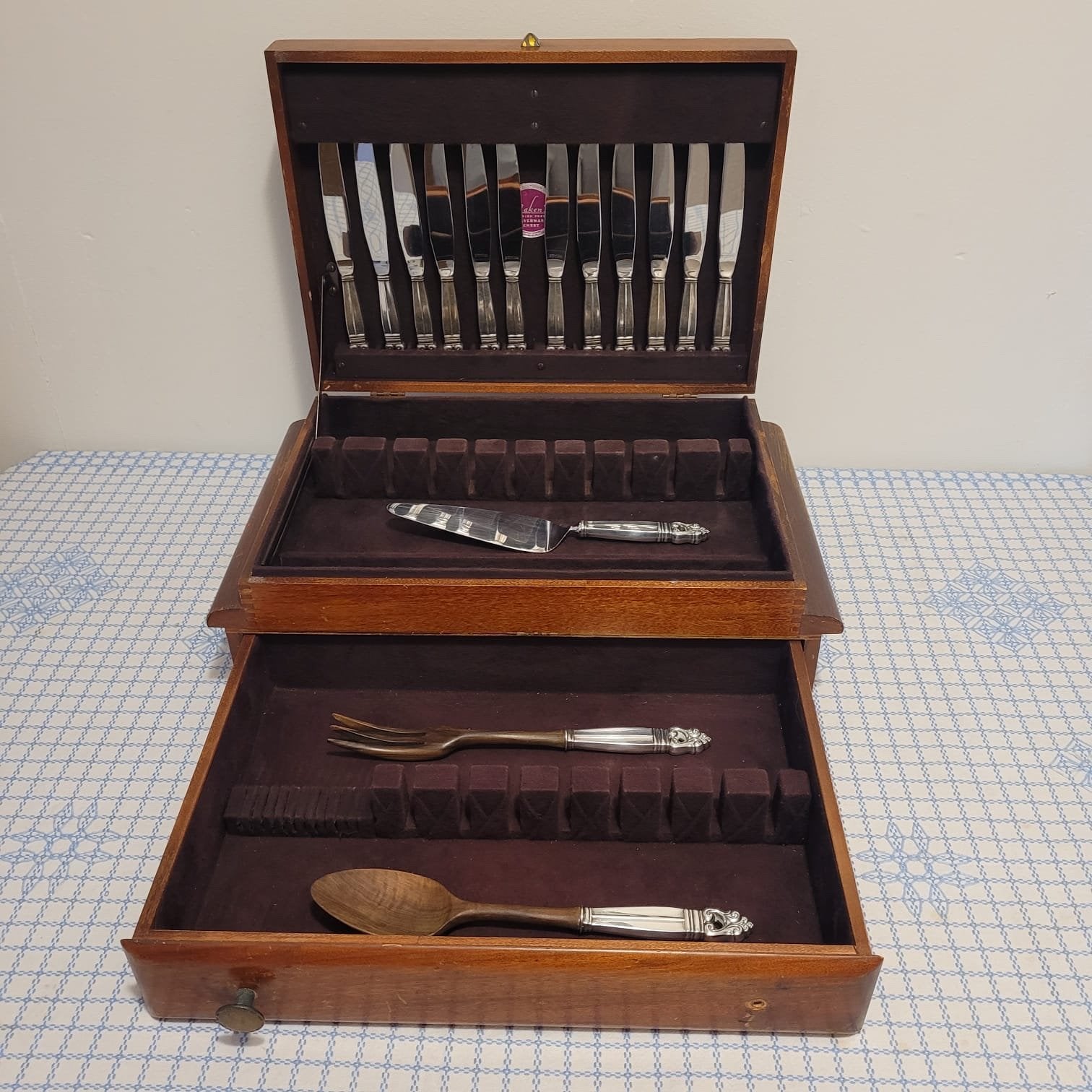 Vintage Bestekset in Houten Kist - Sterling Handvatten, Ophalen of Verzenden