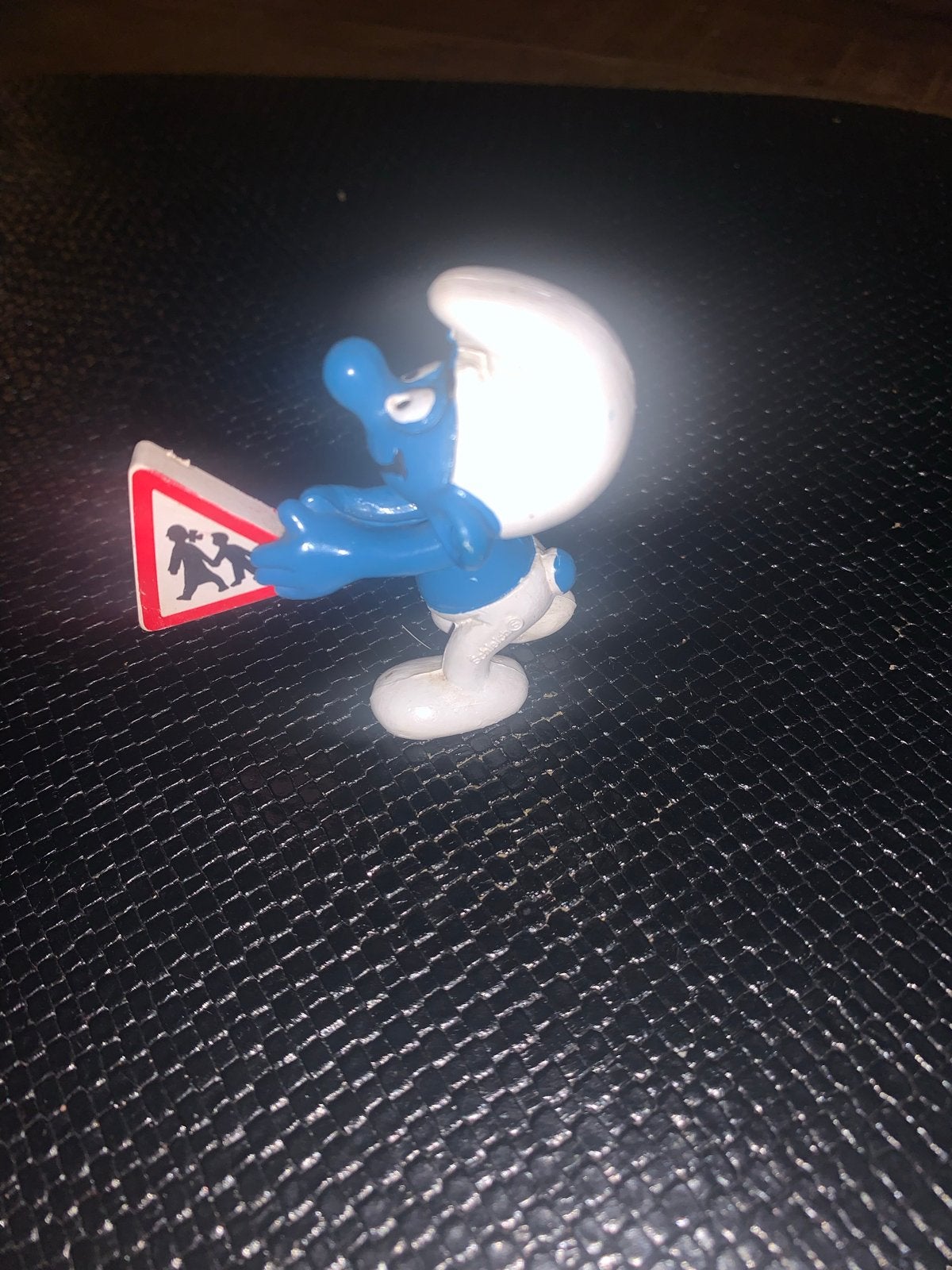 Vintage Schleich Smurf met Verkeersbord (Jaren '80), Ophalen of Verzenden, Nieuw