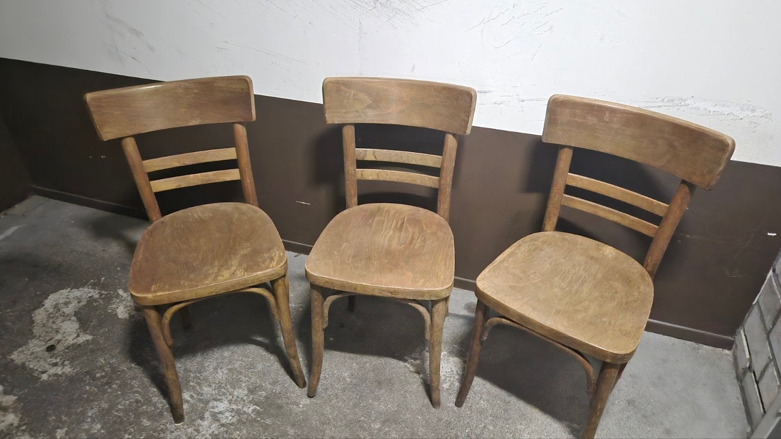 Set van 3 Antieke Houten Stoelen - Vintage Design, Antiek en Kunst, Ophalen
