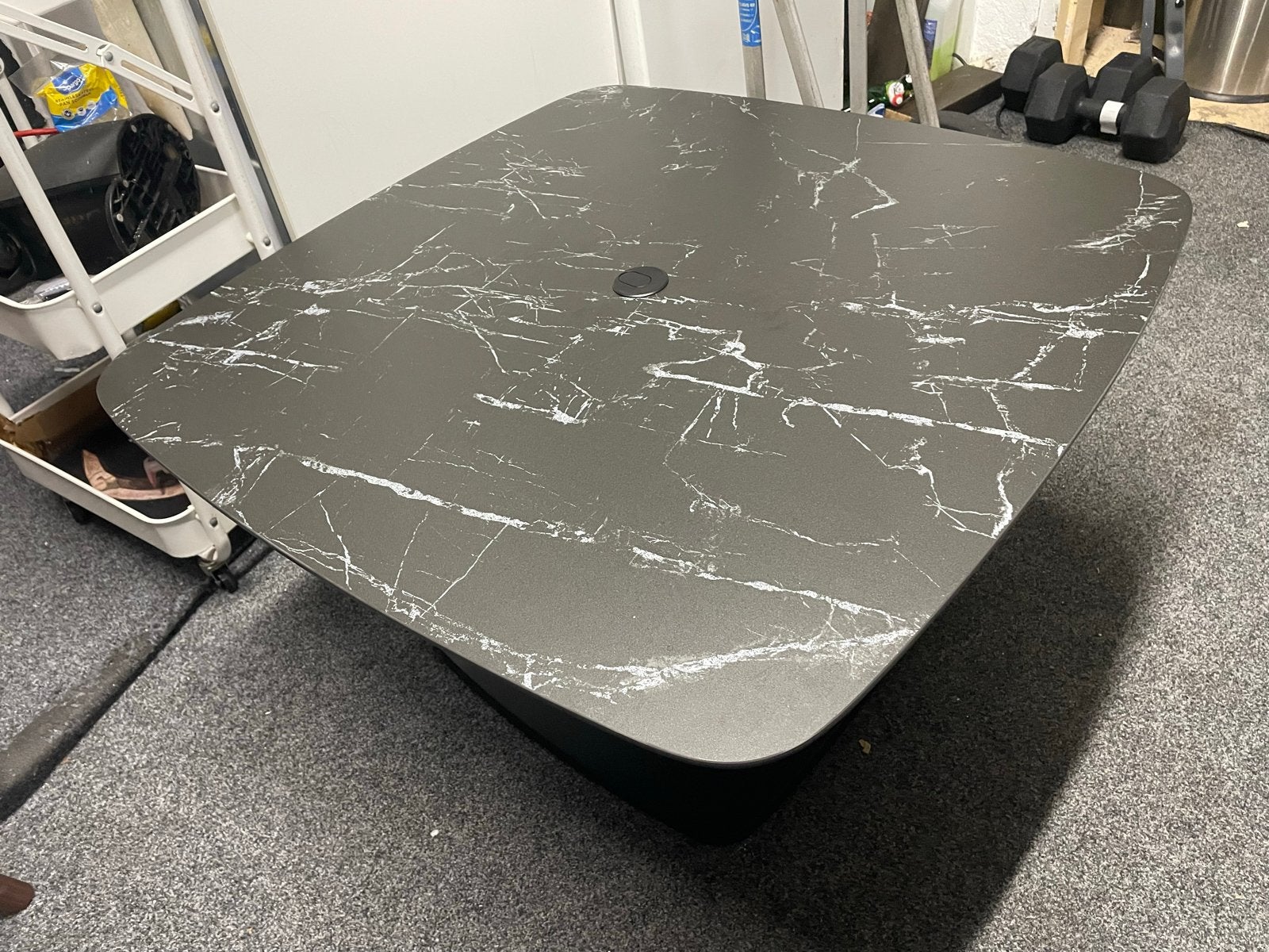 Verstelbare Salontafel zwart marmerlook verrijdbaar 80x80 cm, Ophalen, Overige materialen, 100 tot 150 cm, Vierkant