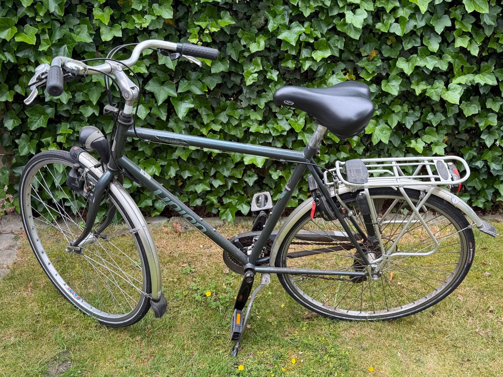 Union Herenfiets met Versnellingen en Bagagedrager, Gebruikt, Velgrem, Versnellingen, 53 tot 57 cm