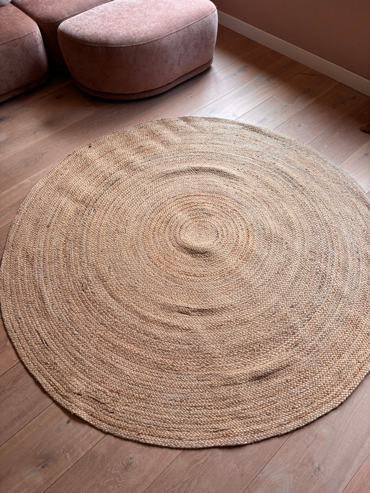 Rond vloerkleed jute 180cm, Ophalen, Gebruikt, Rond, 150 tot 200 cm
