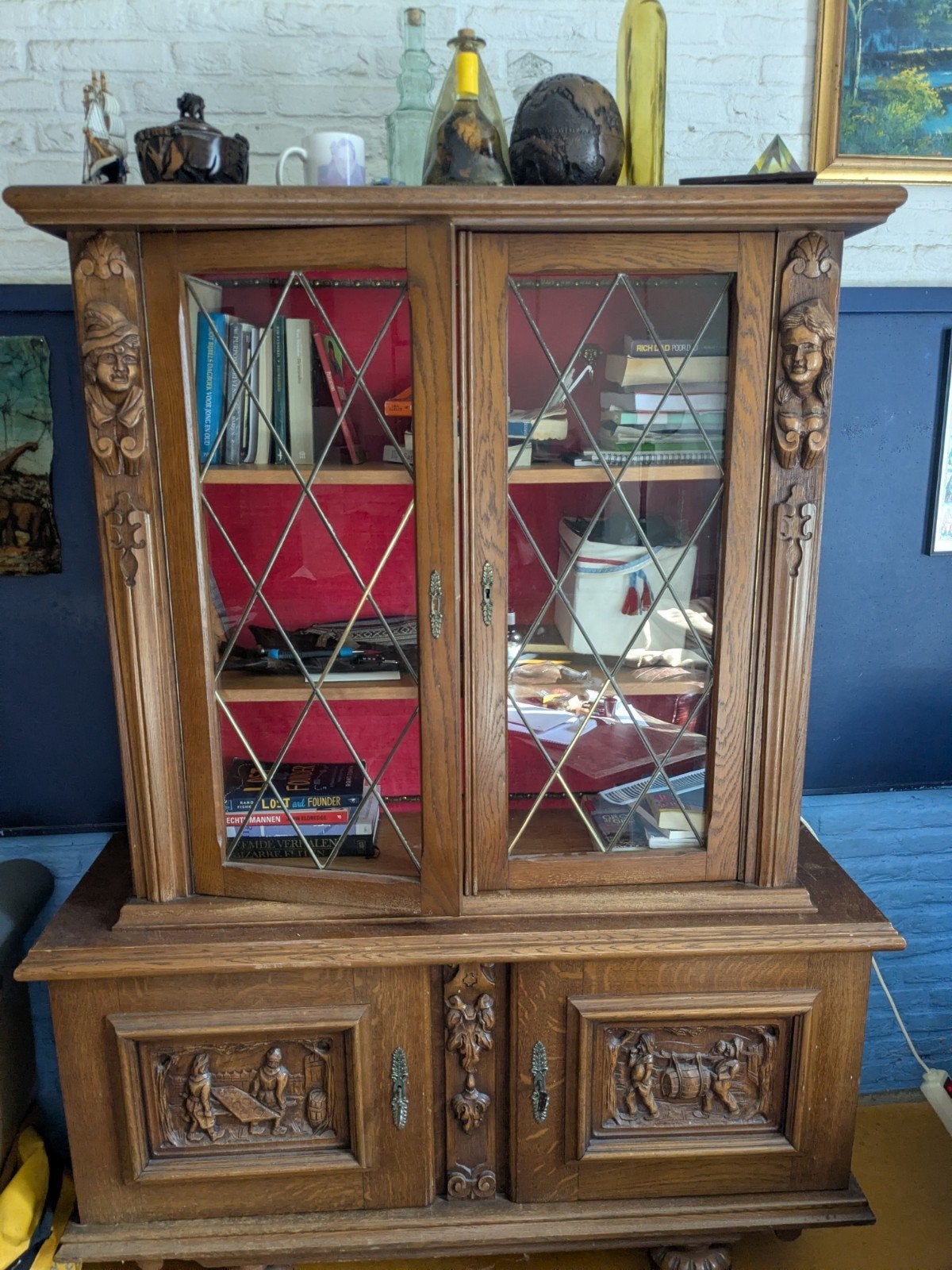 Charmante antieke eikenhouten kast, Antiek en Kunst, Ophalen of Verzenden