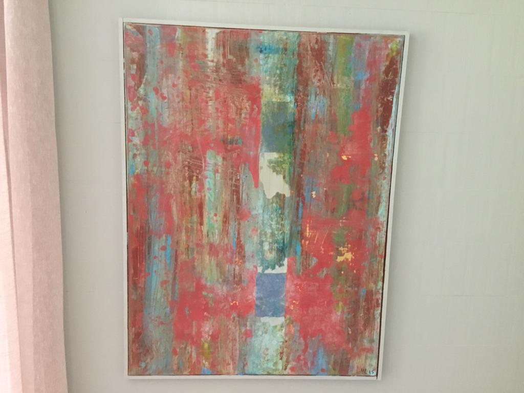 Leuk schilderij 60x80 mooie kleuren met lijstje, Ophalen of Verzenden