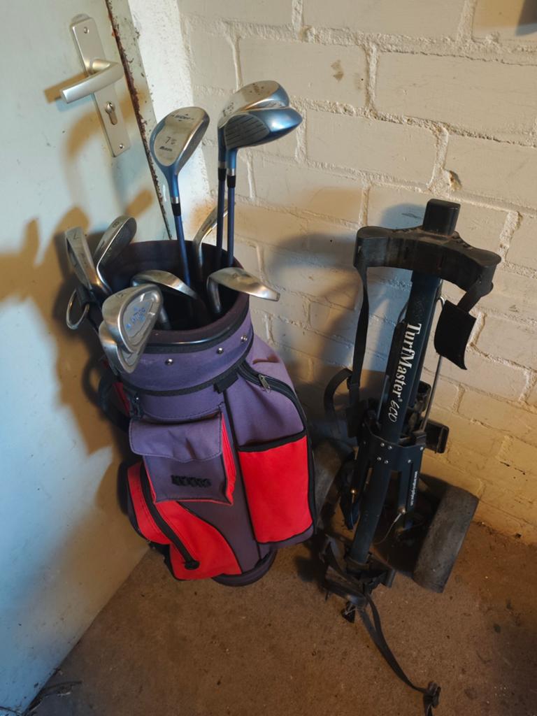 Golfset met tas en golftrolley, Ophalen, Gebruikt, Set, Overige merken