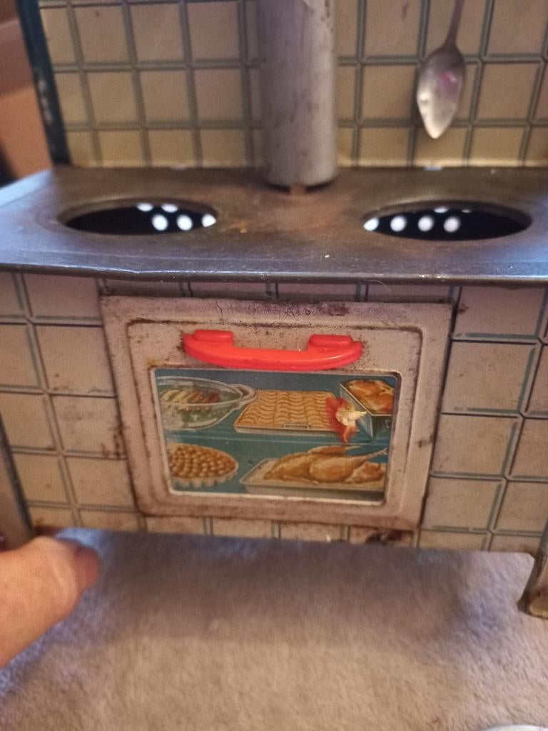 Antiek Speelgoed Fornuis met Accessoires, Antiek en Kunst, Ophalen of Verzenden