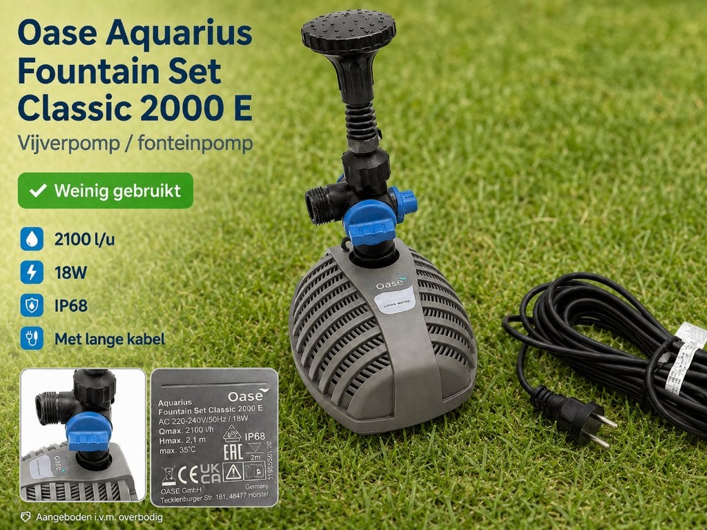 Oase Aquarius Fountain Set Classic 2000 E vijverpomp, Ophalen, Gebruikt, Vijverpomp