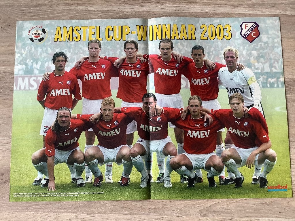Poster FC Utrecht Winnaar Amstel Cup 2003, Ophalen of Verzenden, Zo goed als nieuw, F.C. Utrecht, Poster, Plaatje of Sticker