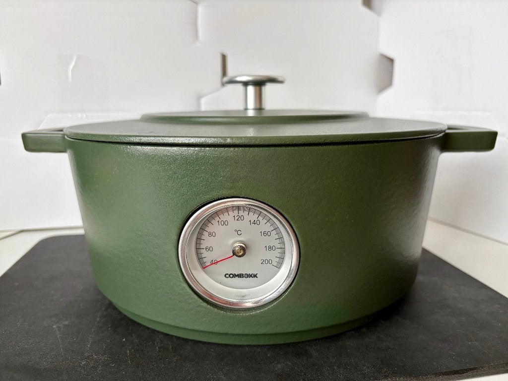 Combekk Rails Edition braadpan 28 cm Groen + thermometer, Huis en Inrichting, Keuken | Potten en Pannen, Gebruikt, Met deksel
