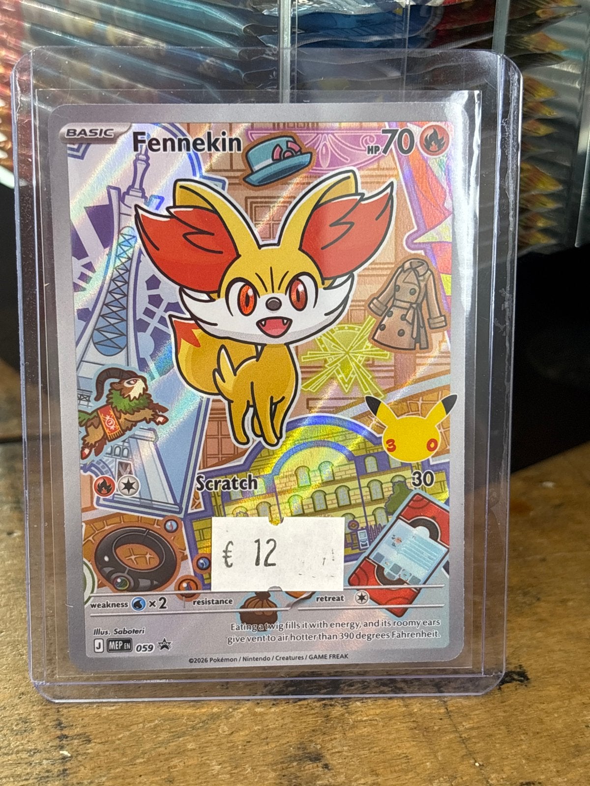 Pokémon Fennekin Basic Kaart - Speciale Illustratie 59, Ophalen of Verzenden, Zo goed als nieuw, Losse kaart