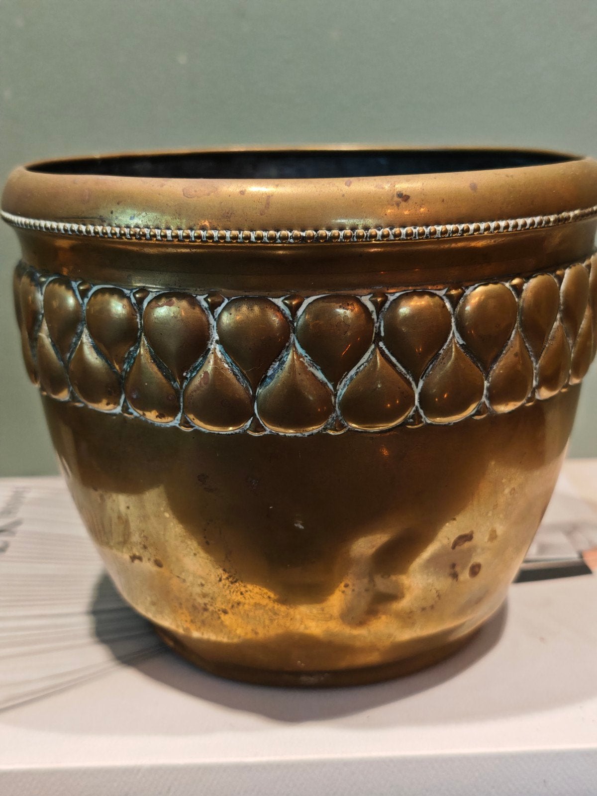 Vintage messing plantenpot/bloempot, Antiek en Kunst, Ophalen of Verzenden