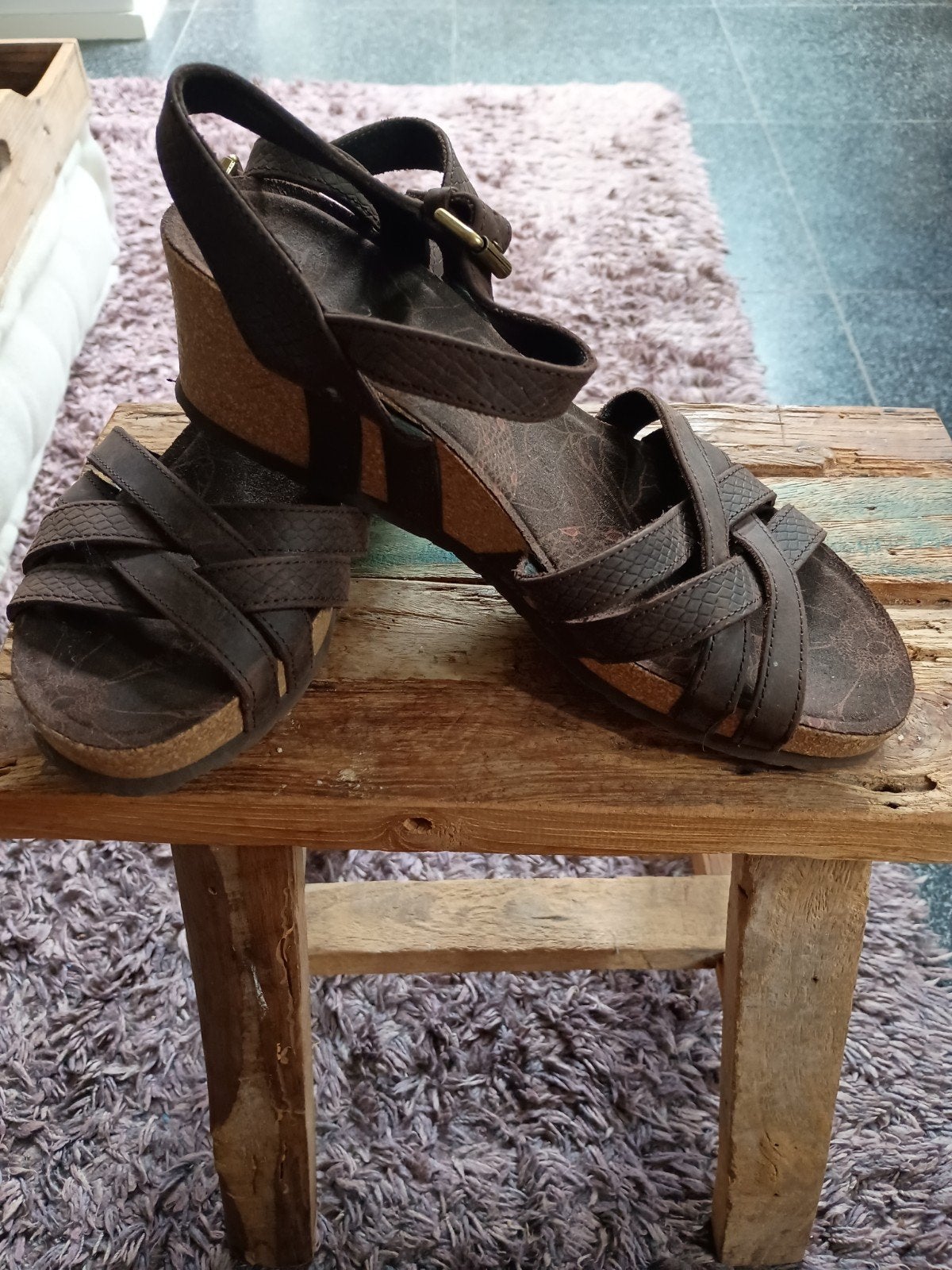 Panama Jack sleehak schoen, bruin leer, maat 41, €15, Bruin, Zo goed als nieuw, Panama Jack, Sandalen of Muiltjes