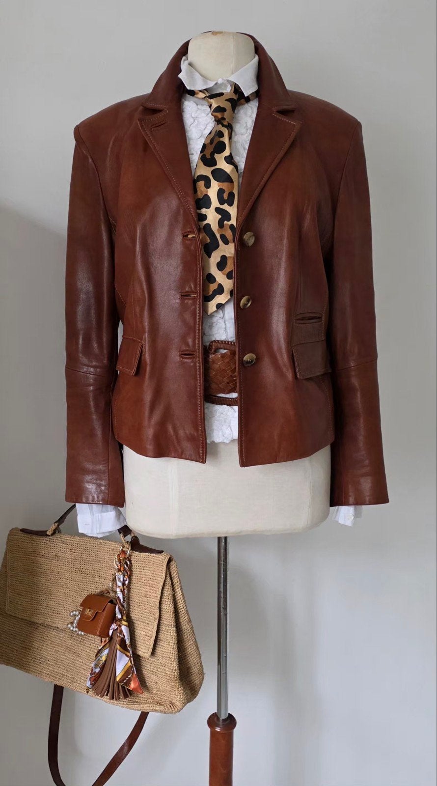 Pauw 5 cognac leren jasje/ blazer 42/44, Bruin, Maat 42/44 (L), Pauw, Ophalen of Verzenden