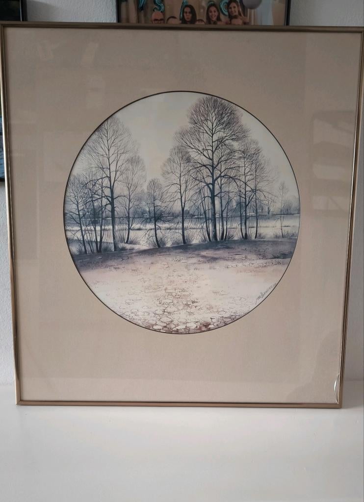 Milovan Svastec vintage winter schilderij print 1979, Ophalen of Verzenden