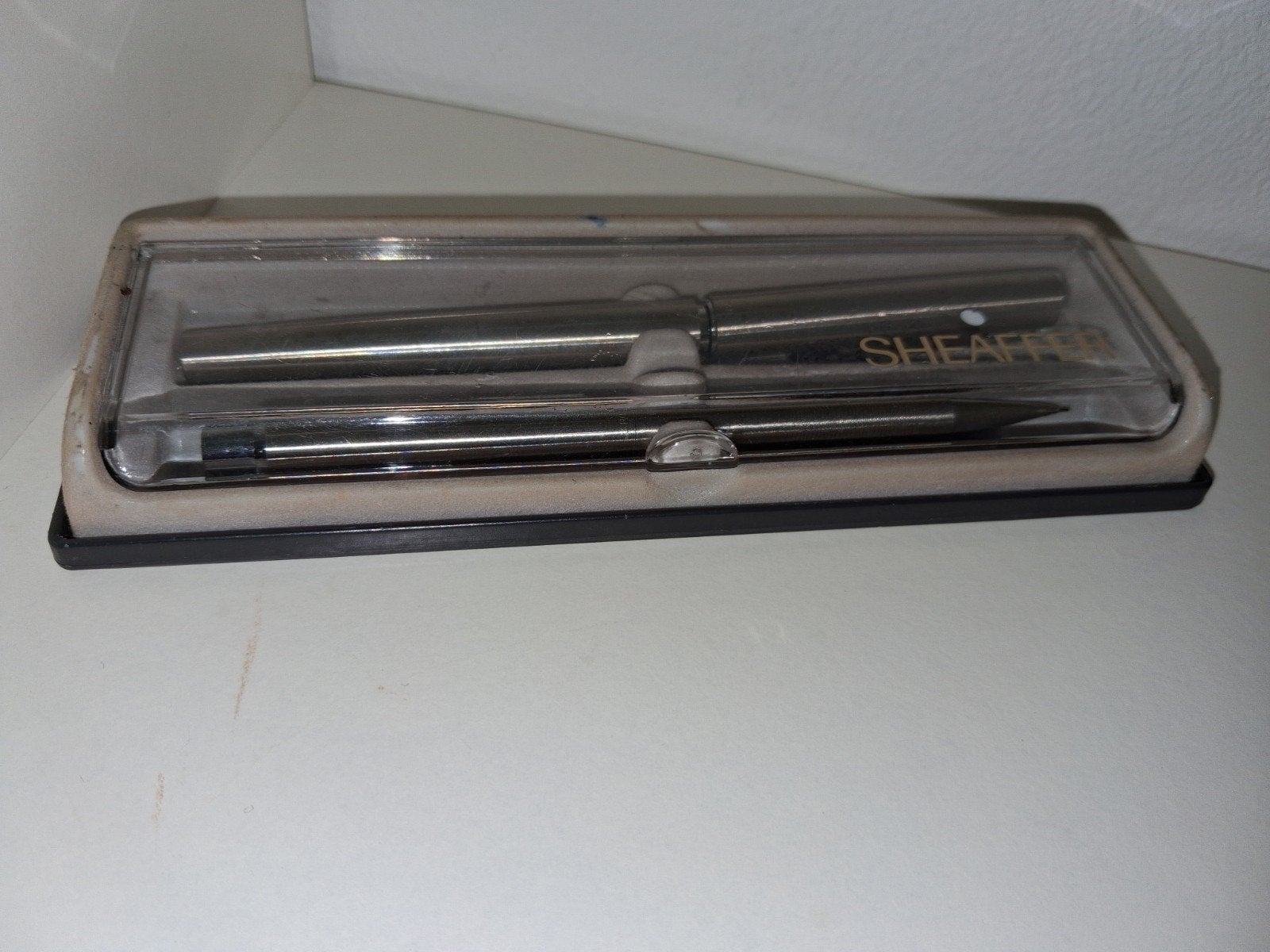 Sheaffer Pennenset: Balpen en Vulpotlood in Doosje, Verzamelen, Gebruikt, Info@sheaffer.com, Fort Madison, Iowa, USA, Verzenden