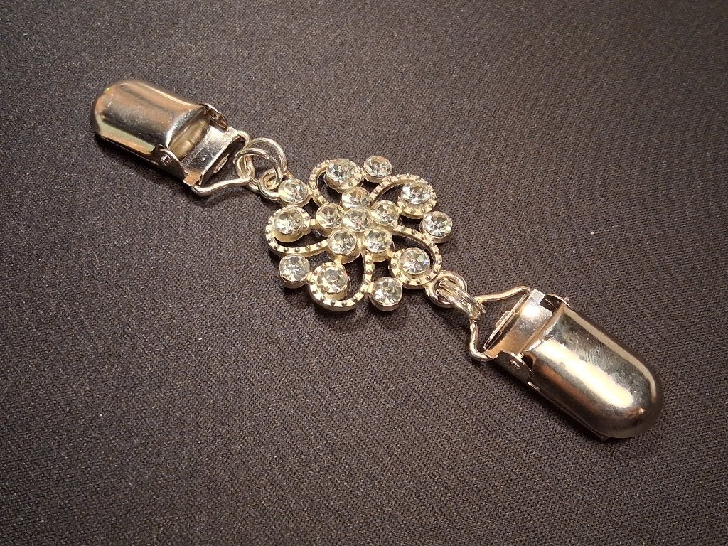 Boho Chic vest-sjaal Clip zilverkleurige bloem strass, Overige materialen, Nieuw, Ophalen of Verzenden, Zilver