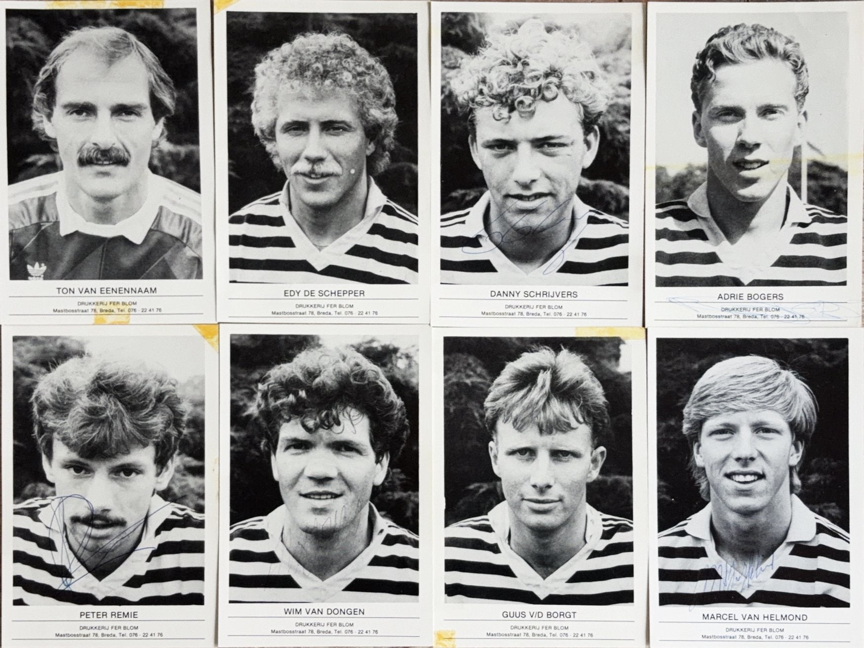 8 Spelerskaarten NAC Breda - seizoen 1986/1987, Verzenden, Gebruikt, NAC Breda, Spelerskaart