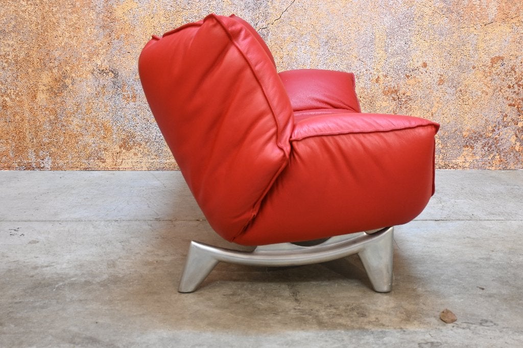 ZGAN 2 rode leren Leolux Tango design banken, Huis en Inrichting, Leolux, Leolux, 150 tot 200 cm, Driepersoons