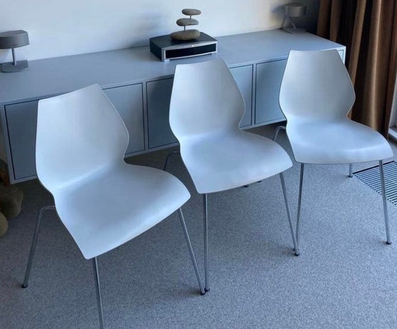 6 licht grijze Maui Kartell stoelen, Huis en Inrichting, Stoelen, Ophalen, Gebruikt, Grijs, Vijf, Zes of meer stoelen