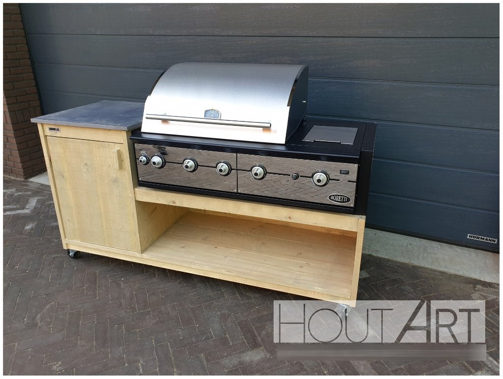 Buitenkeuken Boretti met steigerhout enkel! NIEUW!, Houtskool, Vrijstaand, Info@hout-art.nl, Nieuw
