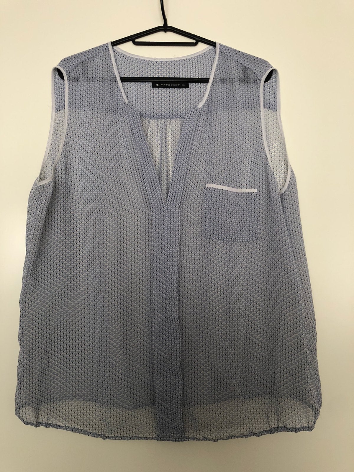 Mouwloze blouse met V-hals en patroon Expresso, Blauw, Maat 46/48 (XL) of groter, Ophalen of Verzenden, Zo goed als nieuw