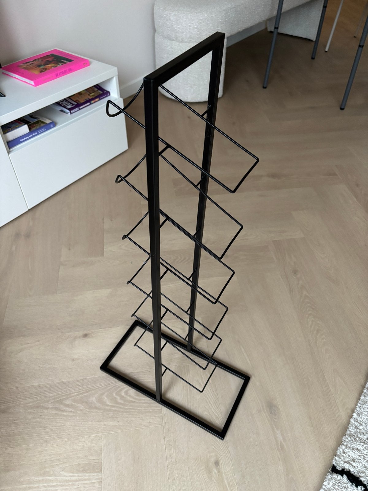Zwart aluminium wijnrek voor 6 flessen (teab), Huis en Inrichting, Ophalen, Gebruikt, Metaal, 5 tot 15 flessen