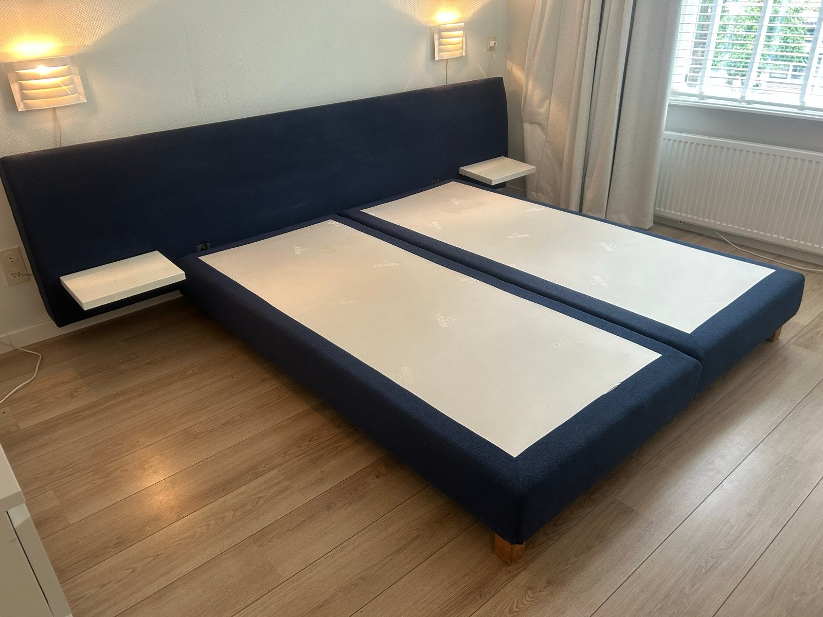 Eastborn boxspring bed, Ophalen, Blauw, Tweepersoons, Zo goed als nieuw