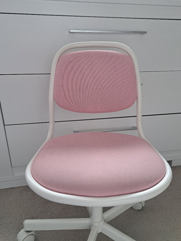 ÖRFJÄLL bureaustoel IKEA, wit/Vissle roze, Huis en Inrichting, Bureaustoelen, Ophalen, Zo goed als nieuw, Roze, Bureaustoel