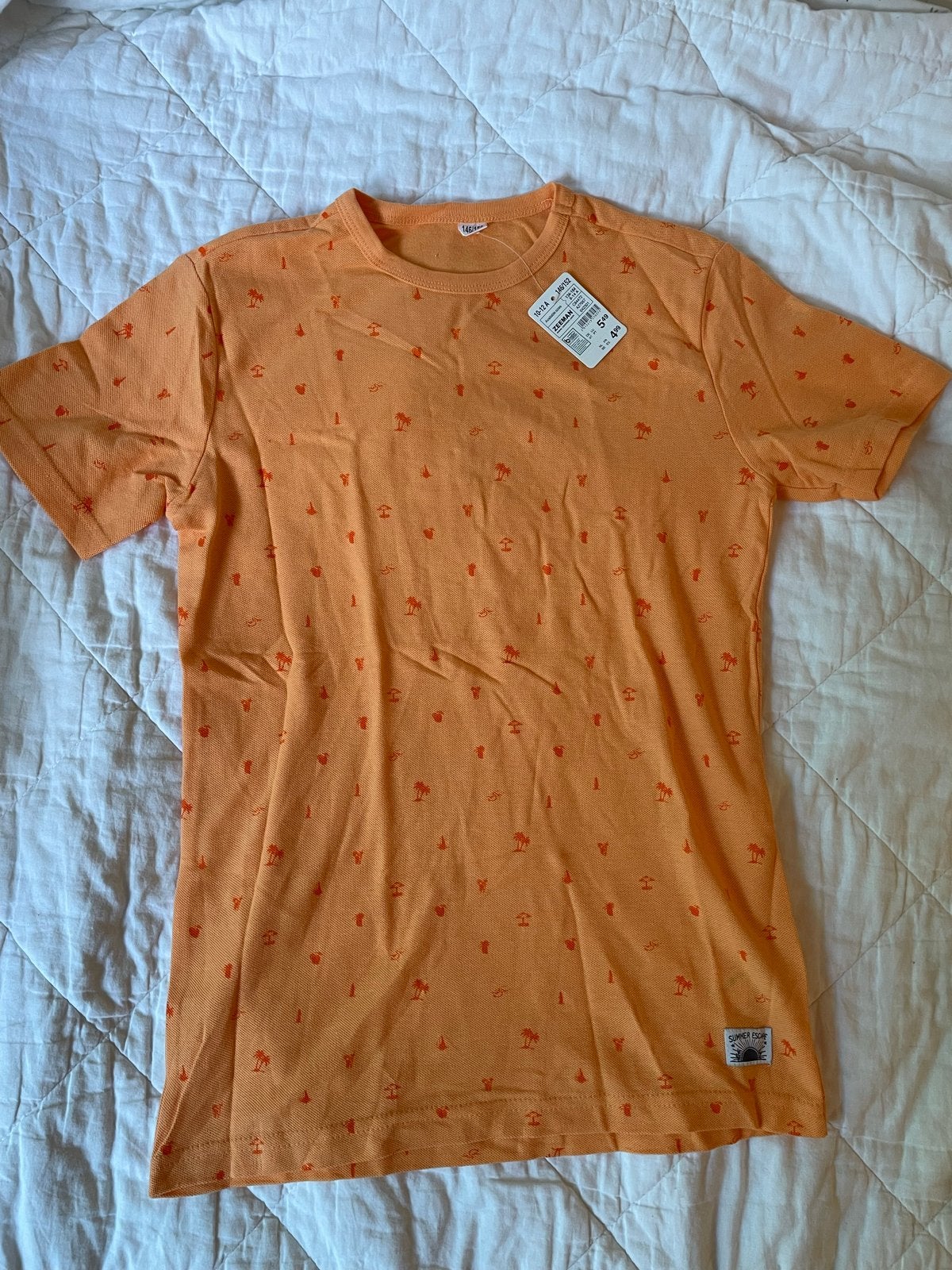 Oranje T-shirt met print - Zeeman - Maat 146/152, Ophalen, Nieuw, Overige maten, Oranje