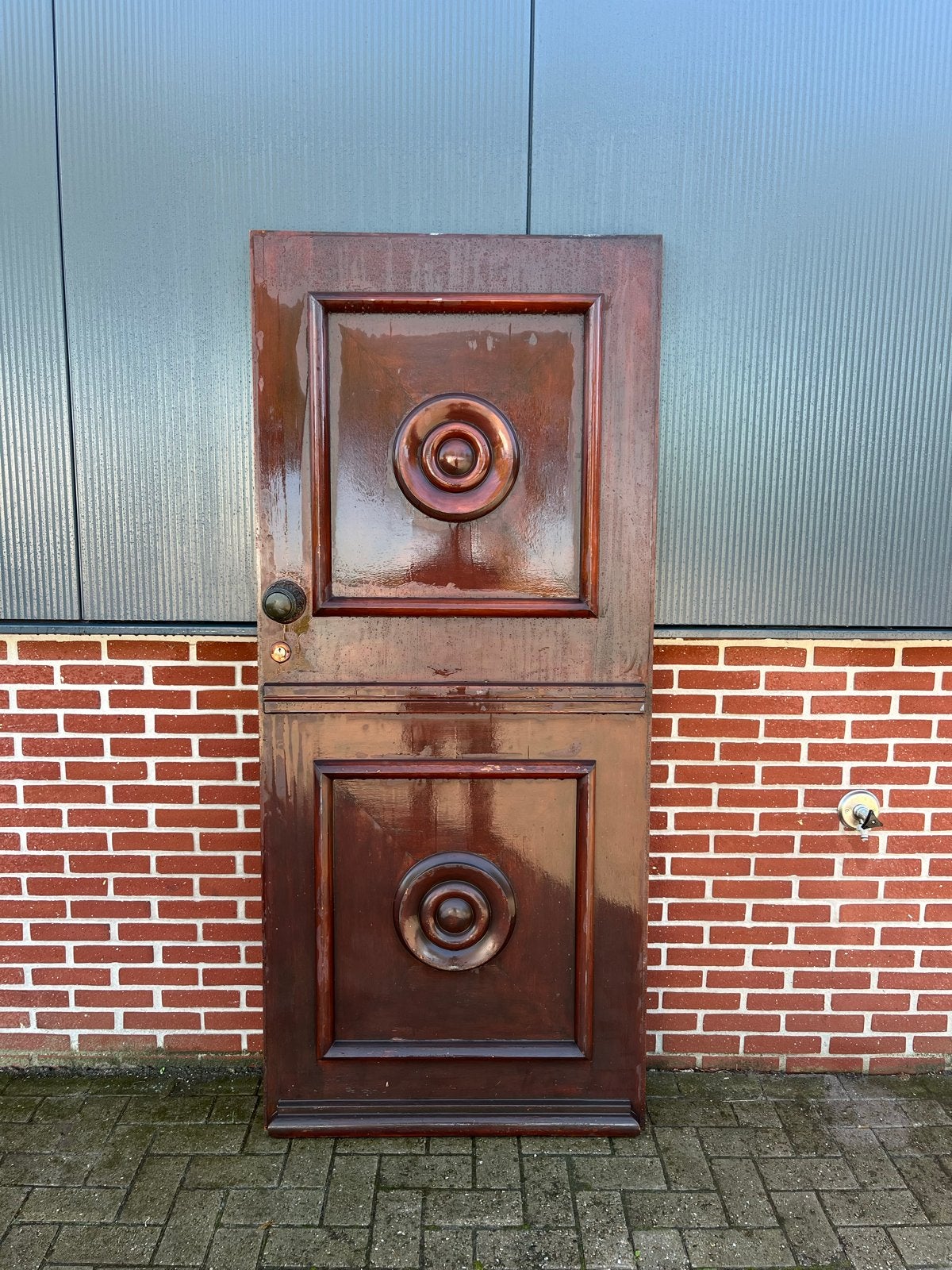 Hardhouten voordeur met details 93x211,5cm, Ophalen, Gebruikt, 80 tot 100 cm, Buitendeur