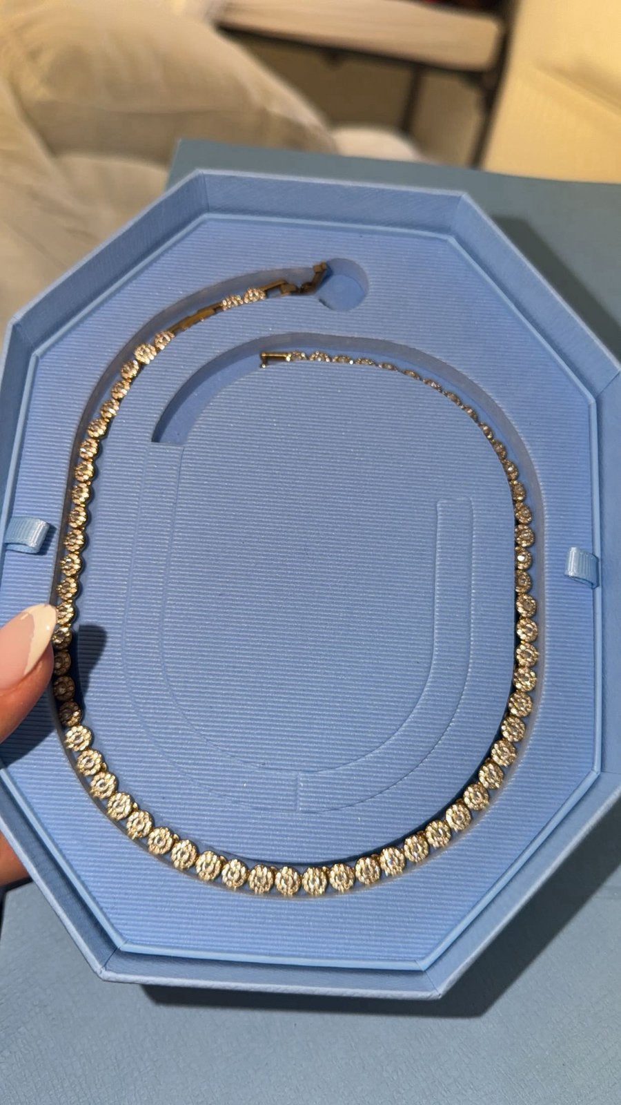 Swarovski Tennis Ketting Goudkleurig met Kristallen, Sieraden, Tassen en Uiterlijk, Met kristal, Overige materialen, Ophalen of Verzenden