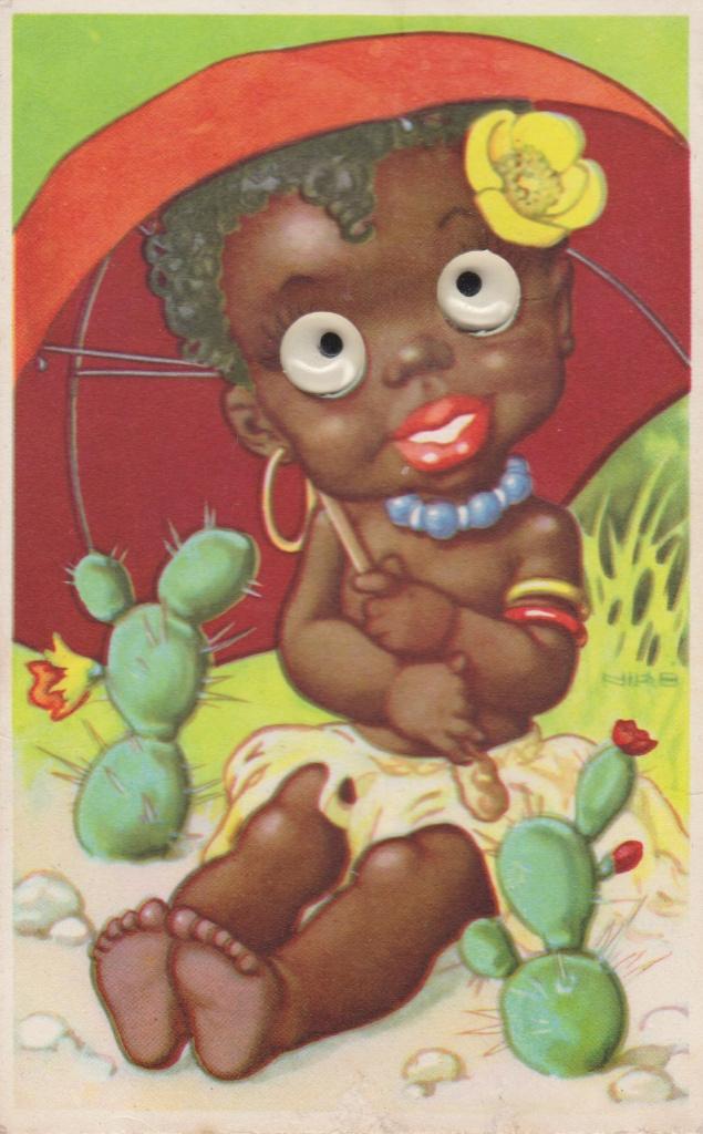 Black kids. Met glasoogjes. Grappige oude AK., Verzenden, 1920 tot 1940, Gelopen, Kinderen