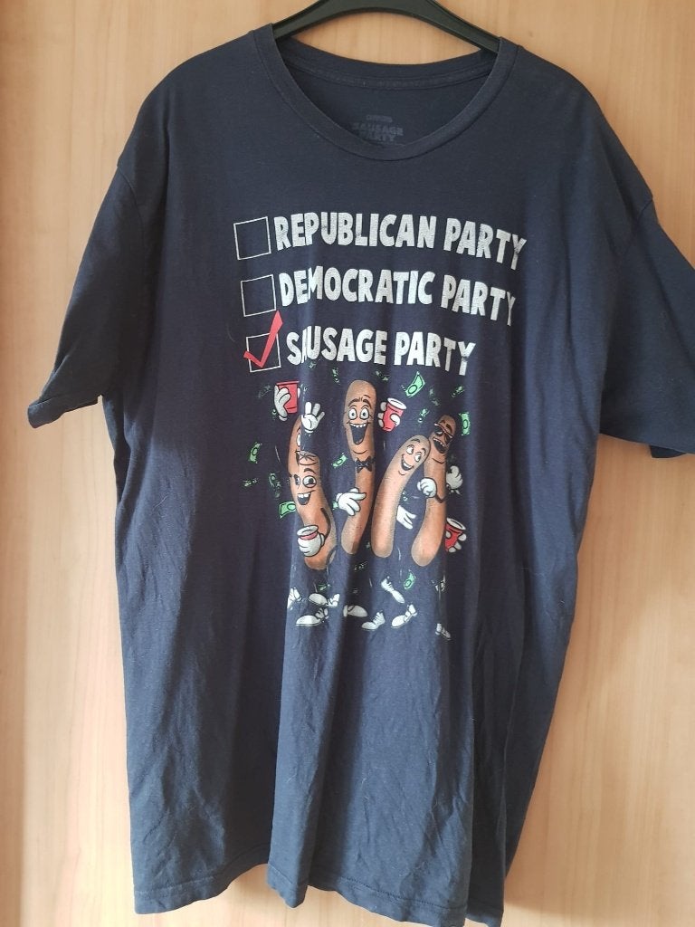 2xl sausage party blauw shirt km heren, Verzenden, Zo goed als nieuw, Overige maten, Blauw
