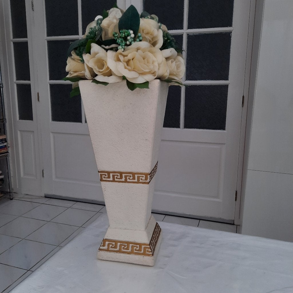 versace stijl vaas met kunstbloemen, Huis en Inrichting, Woonaccessoires | Vazen, Ophalen of Verzenden, Overige kleuren, Glas