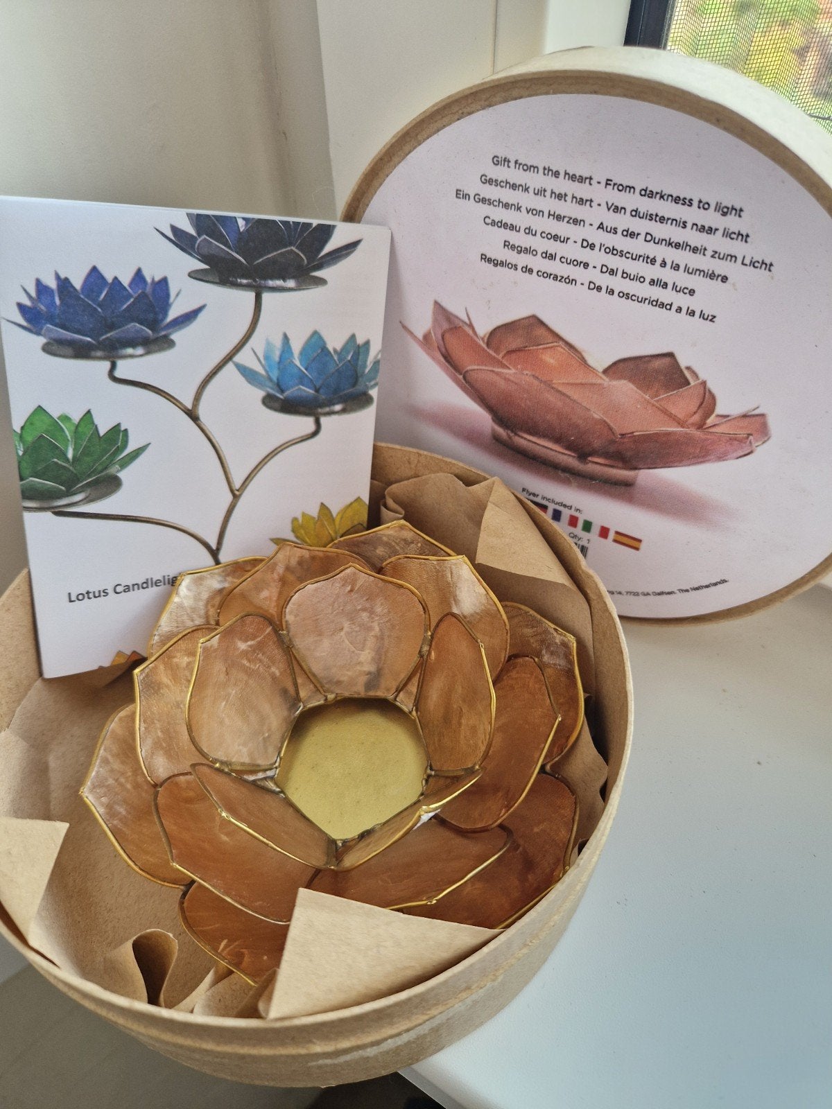 Mooie Lotus Theelichthouder - Nieuw, Ophalen of Verzenden, Nieuw, Bruin, Waxinelichthouder