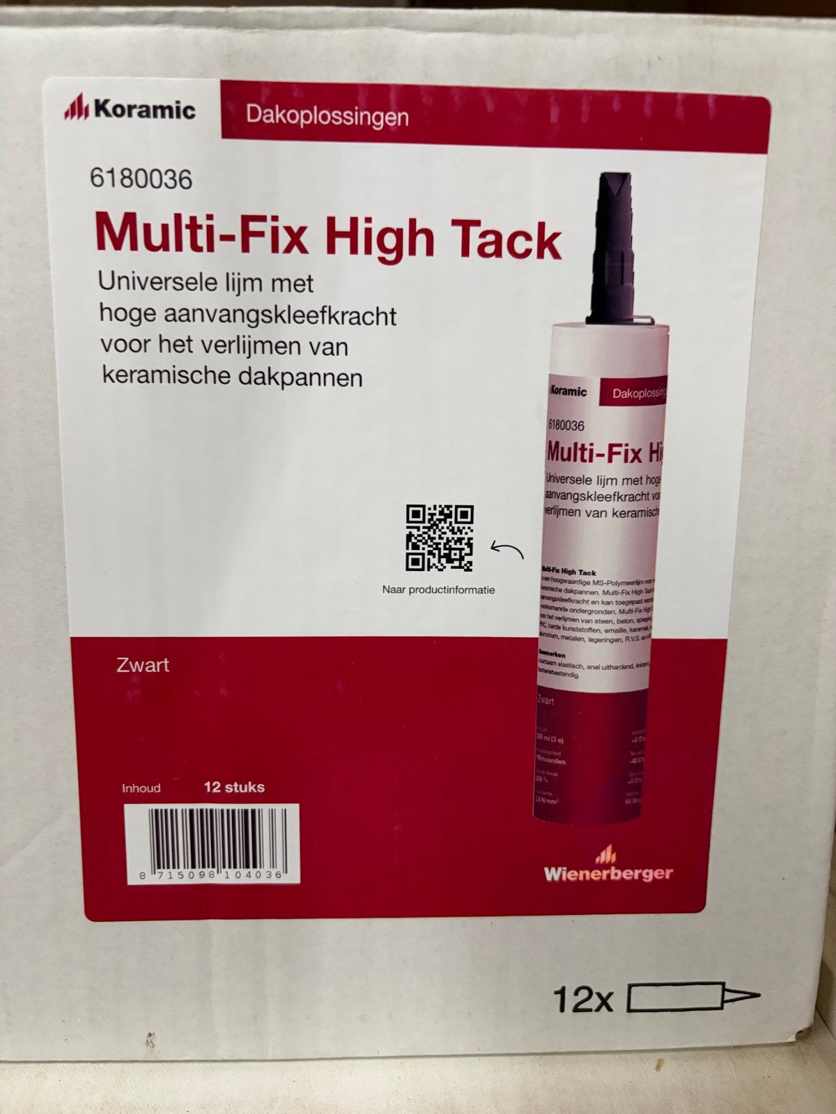 Koramic Multi-Fix High Tack Lijm voor Dakpannen - 24 Tubes, Ophalen, Overige materialen, Zwart, Overige typen