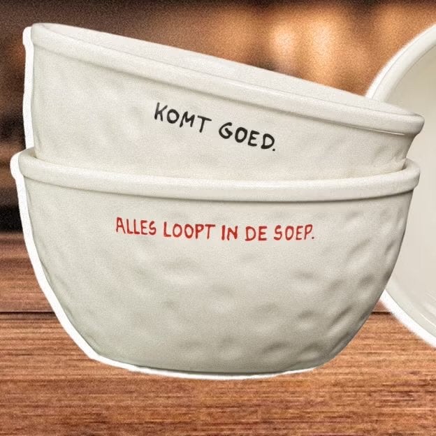 Anna + Nina Soepkommen - Komt Goed / Alles Loopt In De Soep, Huis en Inrichting, Ophalen of Verzenden, Nieuw, Overige merken, Kom(men)