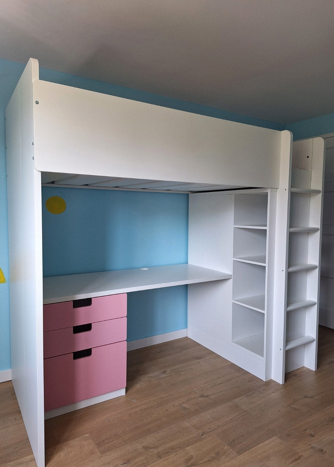 IKEA Stuva hoogslaper rose/wit, Ophalen, Gebruikt, Eenpersoons, Wit
