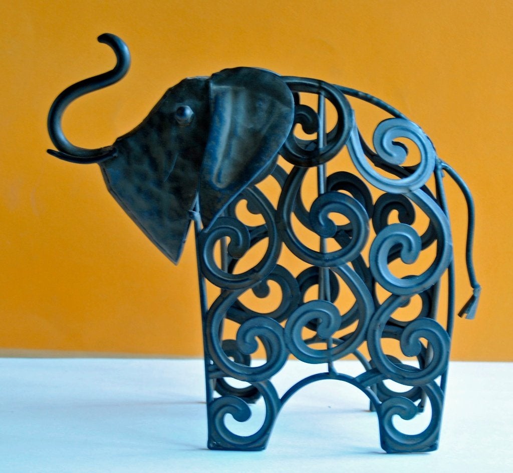 olifant, opengewerkt metaal, Antiek en Kunst, Ophalen of Verzenden