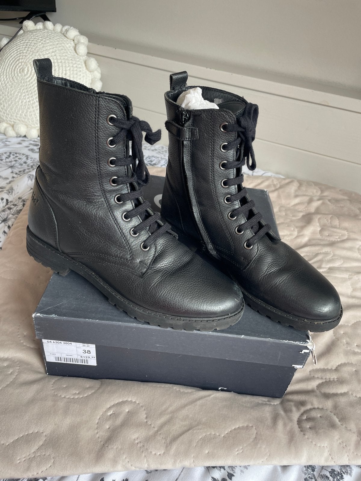 Clic zwarte kistjes laarsjes boots met rits en veters, Meisje, Ophalen of Verzenden, Laarzen, Zo goed als nieuw