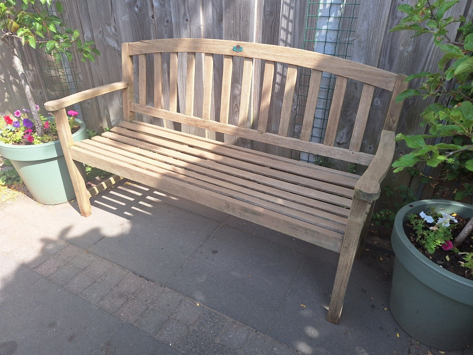 Tuinbank (Teak) Hout 155cm, Ophalen, Gebruikt, Hout