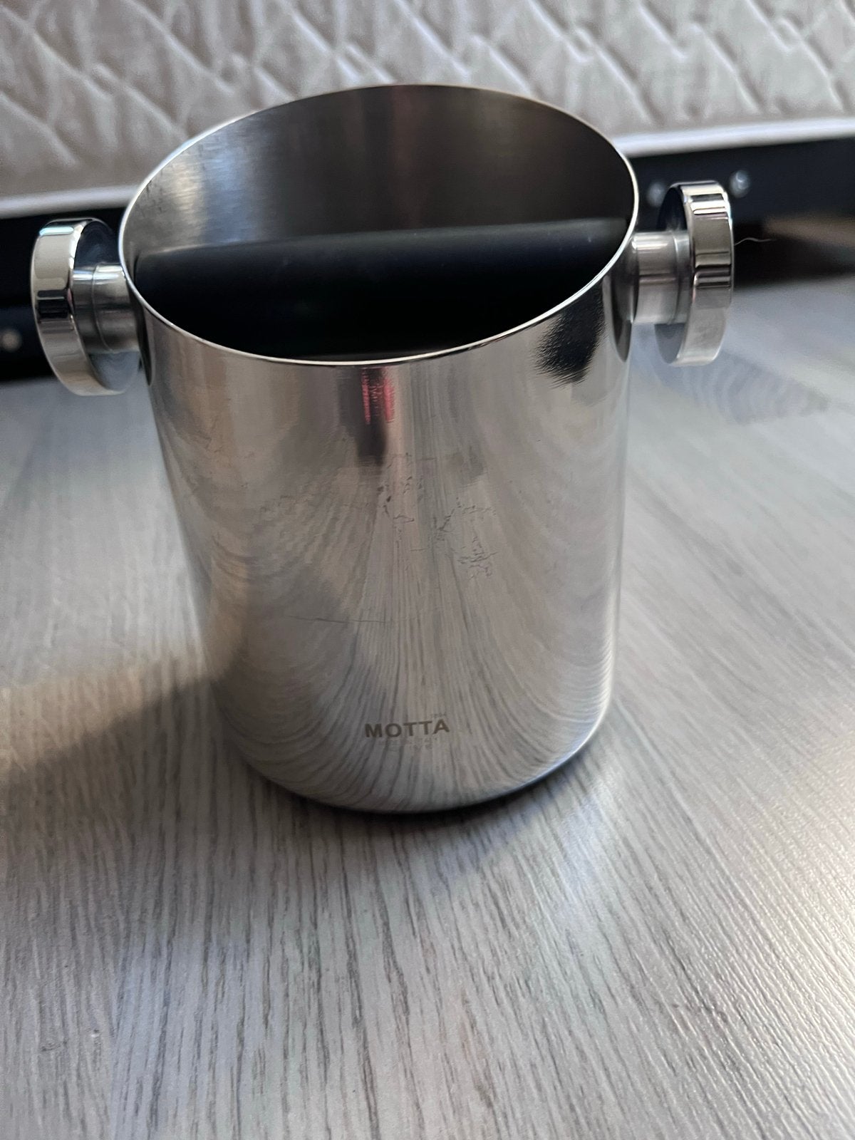 Motta RVS afklopbak voor koffiedik, Zilver, Ophalen of Verzenden, Metaal, Overige merken
