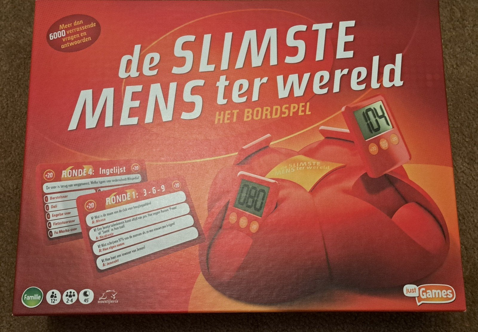 De Slimste Mens ter Wereld - Het Bordspel, Hobby en Vrije tijd, Gezelschapsspellen | Bordspellen, Drie of vier spelers, Ophalen of Verzenden