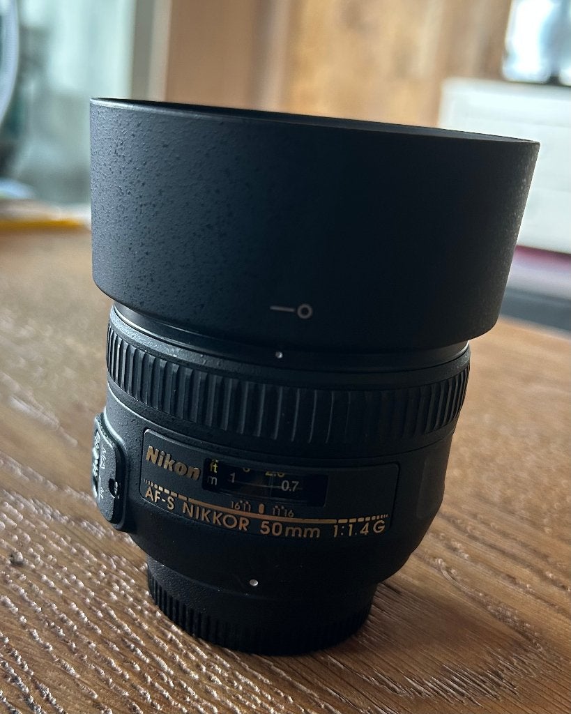 Nikon AF-S 50mm f/1.4 G (incl. zonnekap & Tiffen filter), Audio, Tv en Foto, Fotografie | Lenzen en Objectieven, Ophalen, Nikon